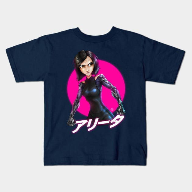 Battle Angel Kids T-Shirt by Crike99Art